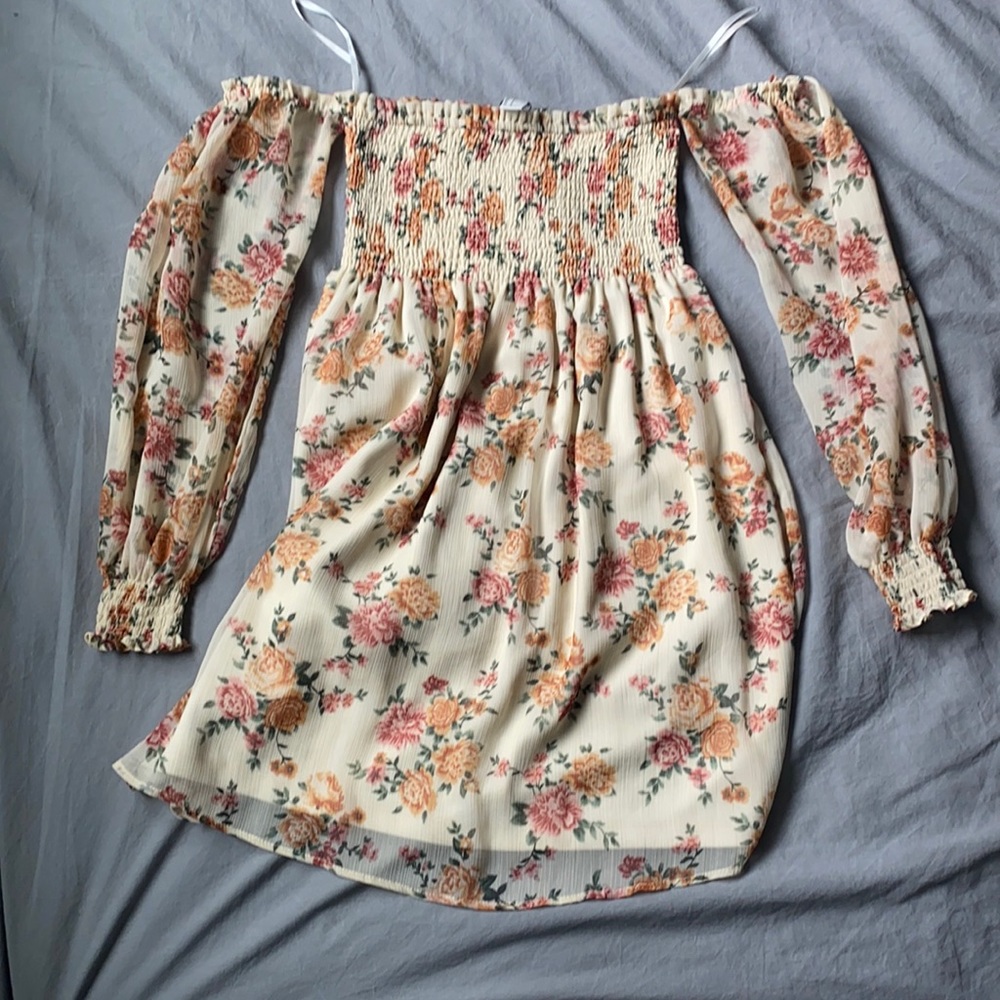 Forever 21 sheer and smocked mini dress